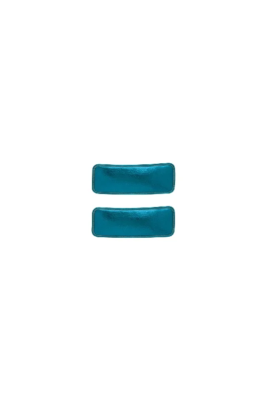 delicate crystal hair clips for bridal hairdos -Olly Logs Set of 2 - Teal