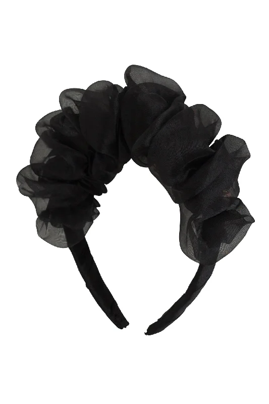 fancy bridal headbands for weddings -Organza Bunches Headband - Black