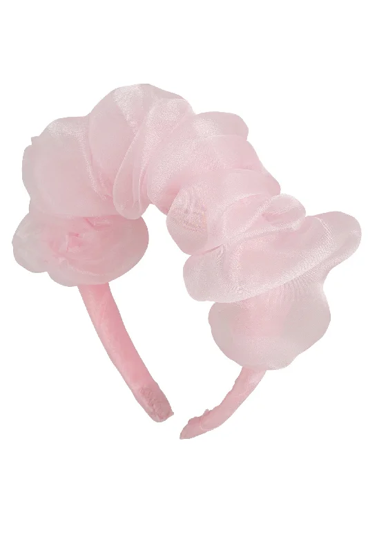 sparkly hairbands for glamorous events -Organza Bunches Headband - Pink