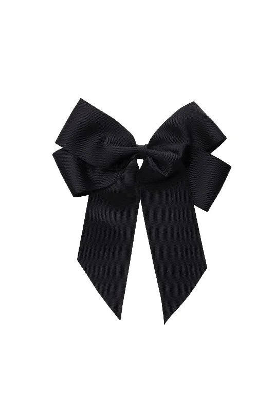 chic metallic hairbands for sophisticated looks -Oversized Bow Clip - Black Grosgrain