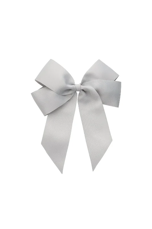 delicate crystal hairpins for subtle elegance -Oversized Bow Clip - Grey Grosgrain