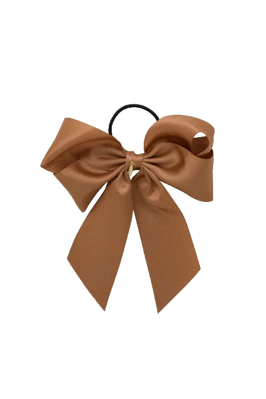 elegant hairpins for formal occasions -Oversized Bow Pony/Clip - Caramel