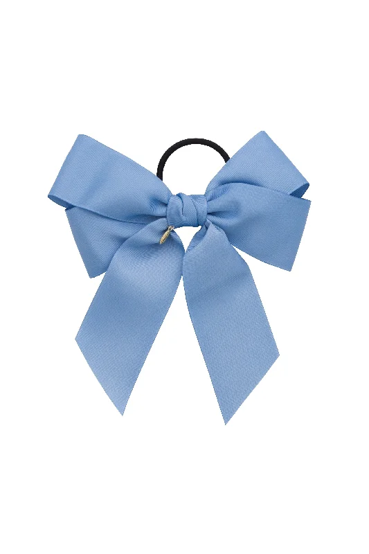 trendy flower clips for festival hairstyles -Oversized Bow Pony/Clip - French Blue Grosgrain