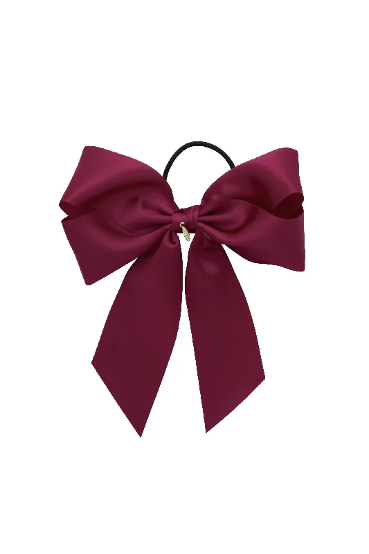 unique hairpins for creative hairstyles -Oversized Bow Pony/Clip - Wine