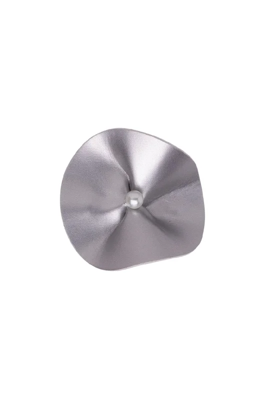 cute hair bands for kids -Pansy Clip - Silver Leather