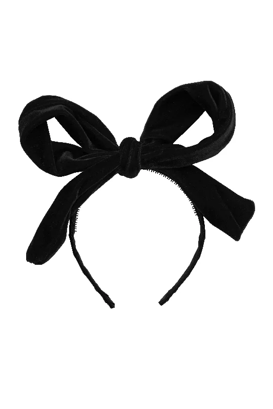 fancy bridal headbands for weddings -Party Bow - Black Velvet