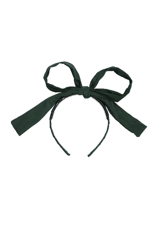 large hair clips for thick hair -Party Bow Taffeta - Hunter Green