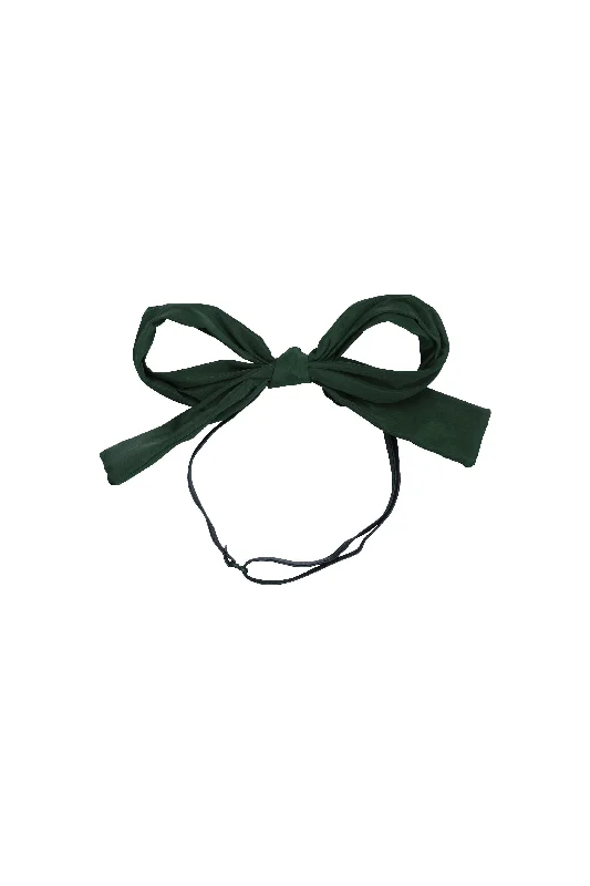 simple hairbands for professional attire -Party Bow Taffeta Wrap - Hunter Green