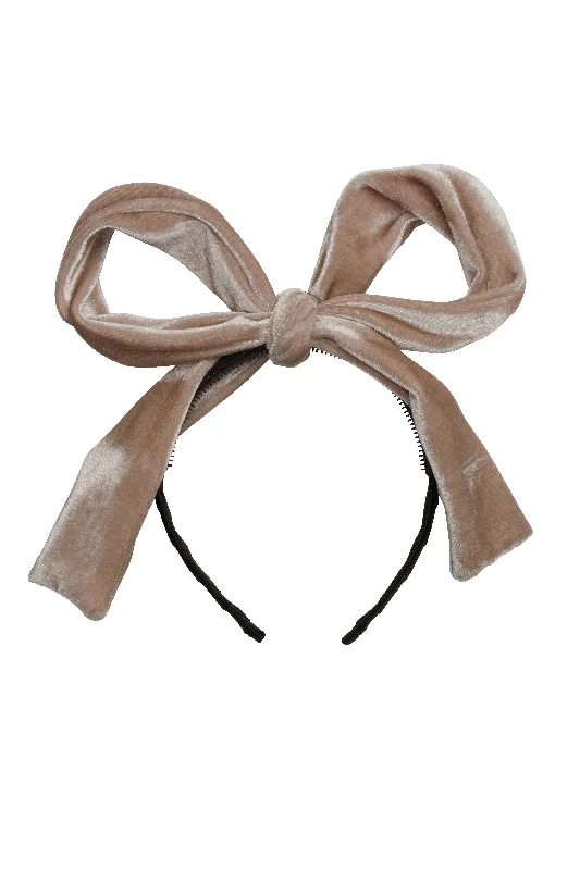 hair accessories for bridesmaids -Party Bow - Light Sand Velvet