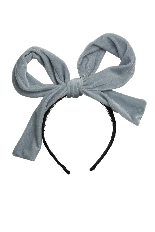 black hair accessories for sleek styles -Party Bow - Pale Blue Velvet