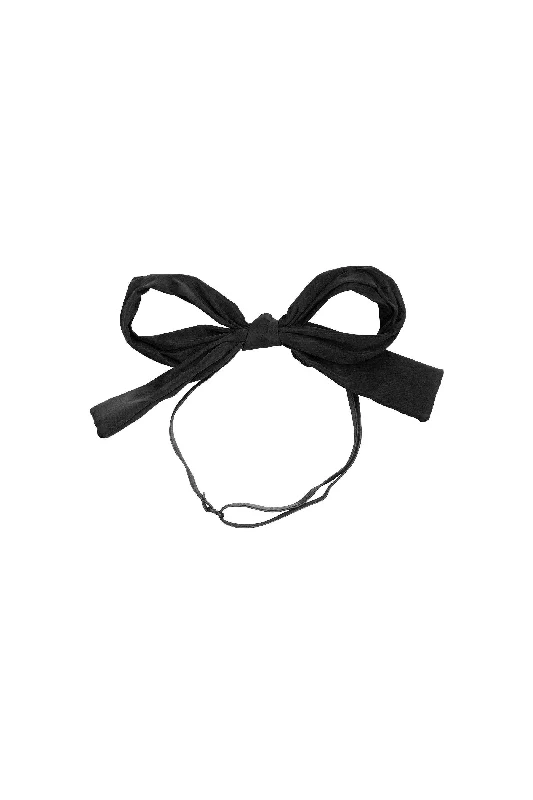 cute velvet hair clips for a cozy vibe -Party Bow Taffeta Wrap - Black