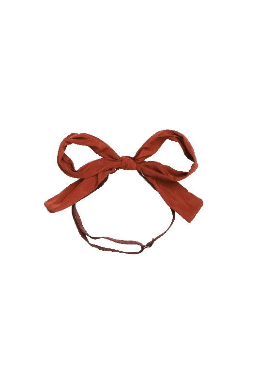 luxury hairbands for formal occasions -Party Bow Taffeta Wrap - Rust