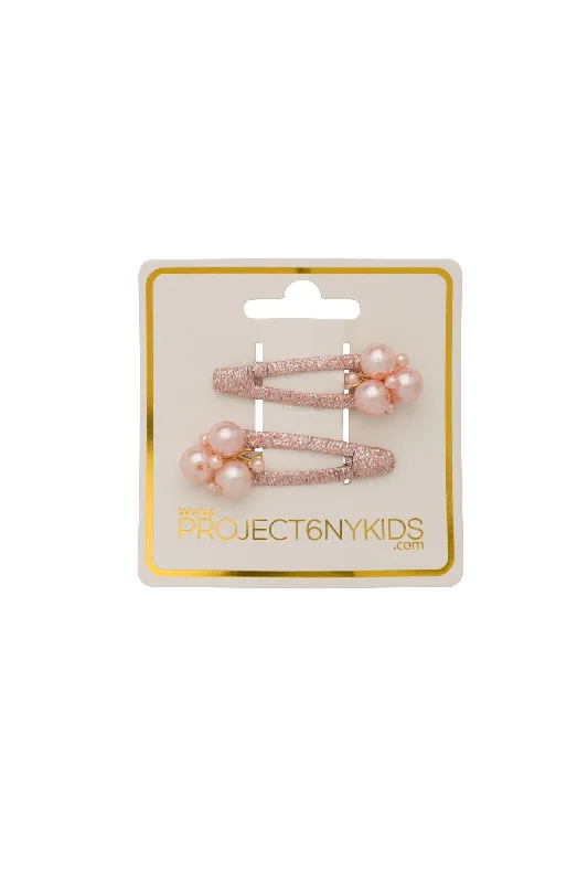 chic headbands for stylish professionals -Pearl Lily Clip Set of 2 - Blush Pearl