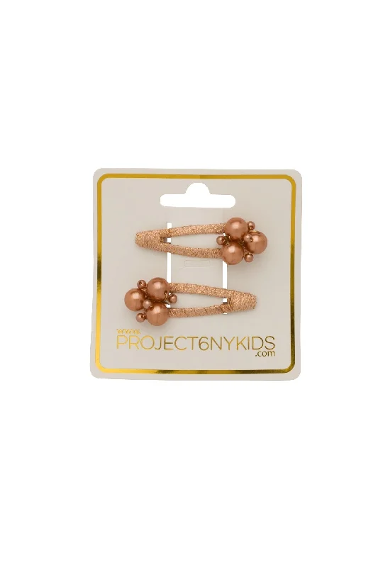 comfortable scrunchies for everyday hairstyles -Pearl Lily Clip Set of 2 - Bronze