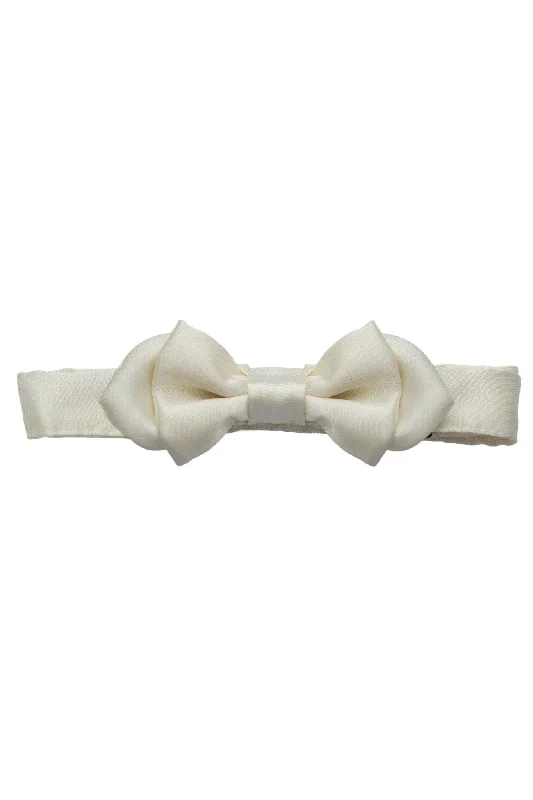 chic satin hairpins for modern elegance -Petit Bowtie - Ivory