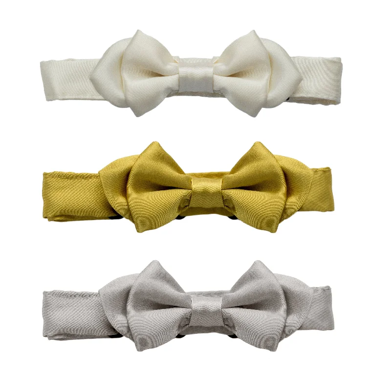 oversized rhinestone headbands for special events -Petit Bowtie - White