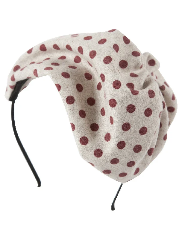 soft velvet scrunchies for smooth hair -Petit Hat - Burgundy Polka Dot Wool