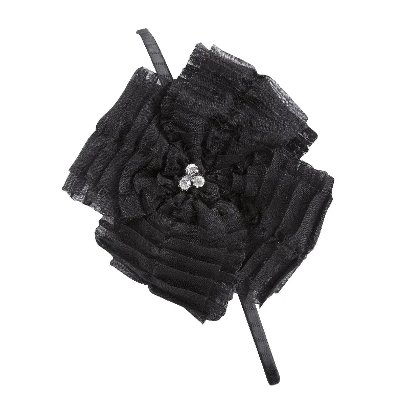 unique hair accessories for fashion-forward women -Pleated Flower - Black