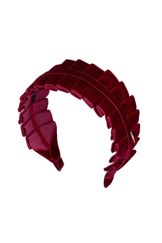 retro hairbands for 70s-inspired looks -Pristine Pleats Headband - Burgundy