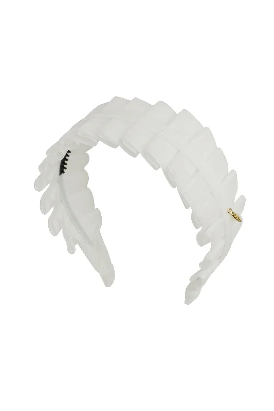 glittering crystal hair clips for special occasions -Pristine Pleats Headband - White