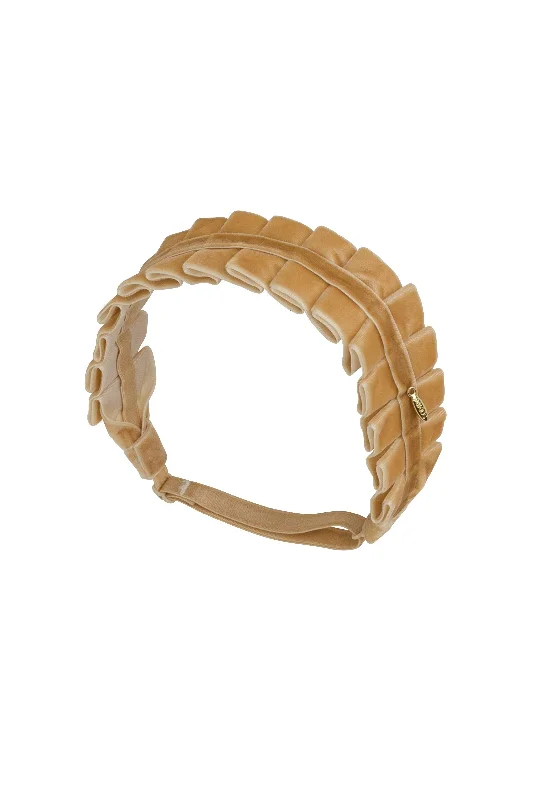 luxurious pearl hairbands for wedding wear -Pristine Pleats Wrap - Golden Sand