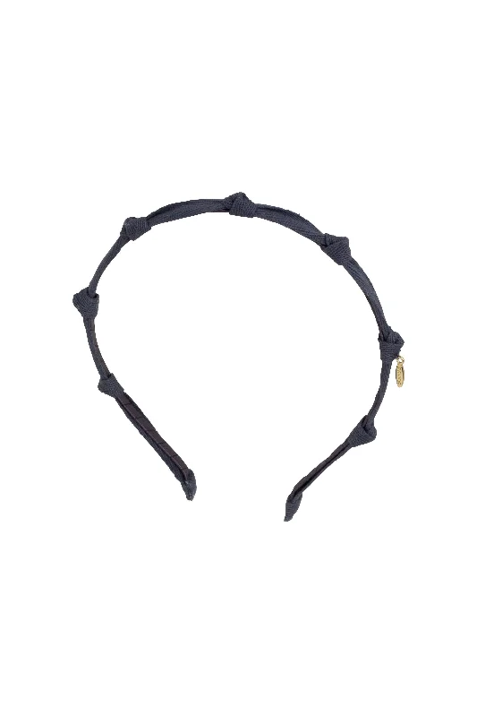 sophisticated bridal hairbands for elegant weddings -Rosebud Headband - Navy