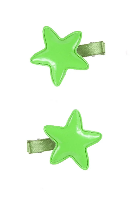 whimsical hairbands for creative hairstyles -Star Clip - Bright Green