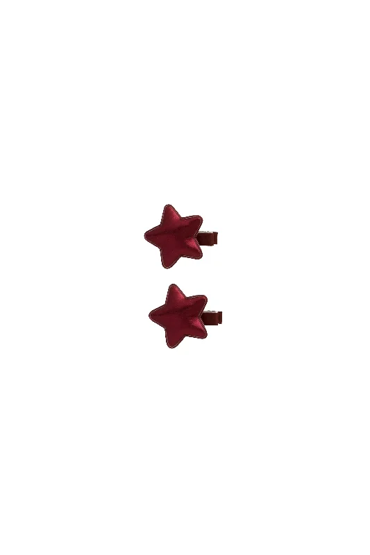 velvet hairpins for smooth, shiny hair -Star Clip Set of 2 - Burgundy