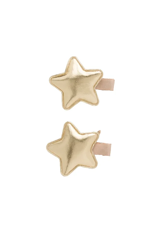 glamorous wedding hair accessories for brides -Star Clip Set of 2 - Gold