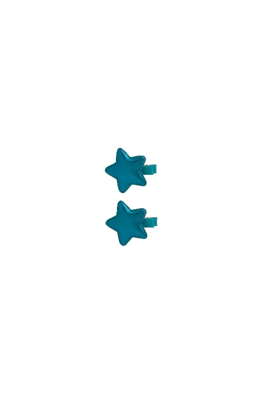 unique flower hair accessories for weddings -Star Clip Set of 2 - Teal