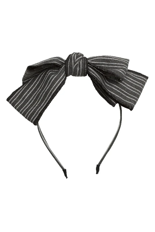 comfortable fabric hairbands for daily use -Striped Baby Doll - Grey