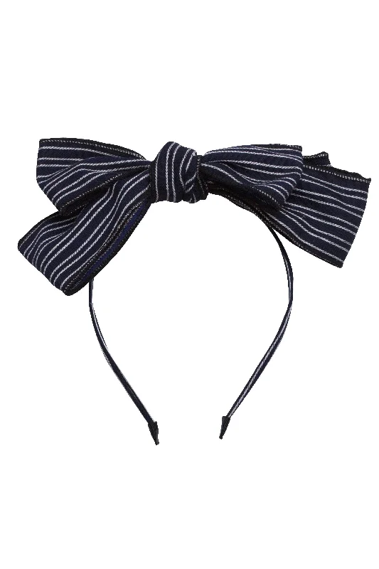 rhinestone-encrusted headbands for sparkling hair -Striped Baby Doll - Navy