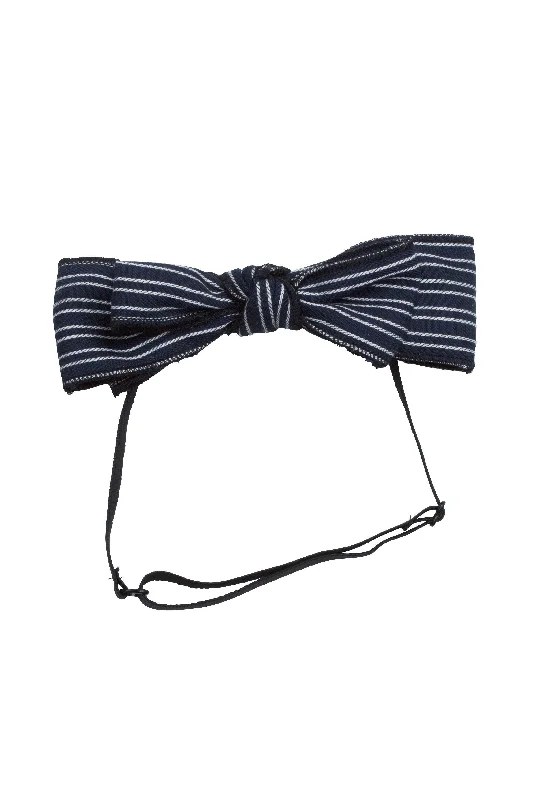 intricate metal hairbands for formal events -Striped Baby Doll Wrap - Navy