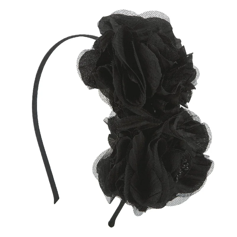 luxurious silk scrunchies for smooth hair -Tulip - Black