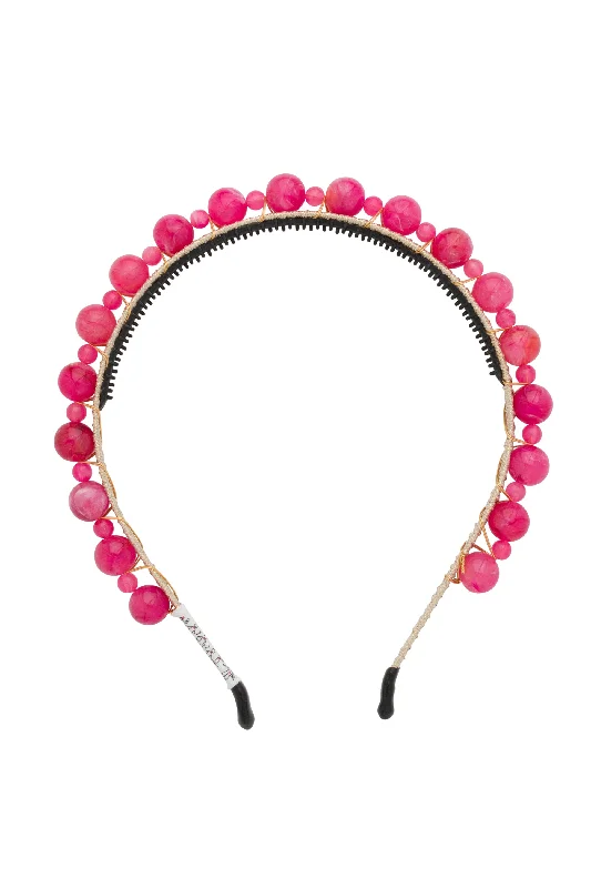 floral hairpins for springtime looks -Uneven Marbles Headband - Hot Pink