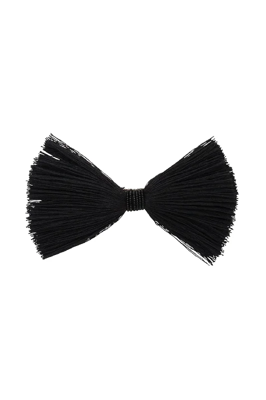 pearl headbands for a refined look -Waterfall Fringe Bow Clip - Black