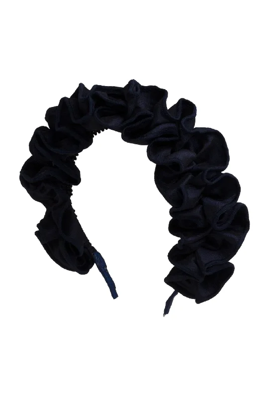 chic tortoiseshell hair clips for a stylish look -Wave Taffeta Headband - Navy