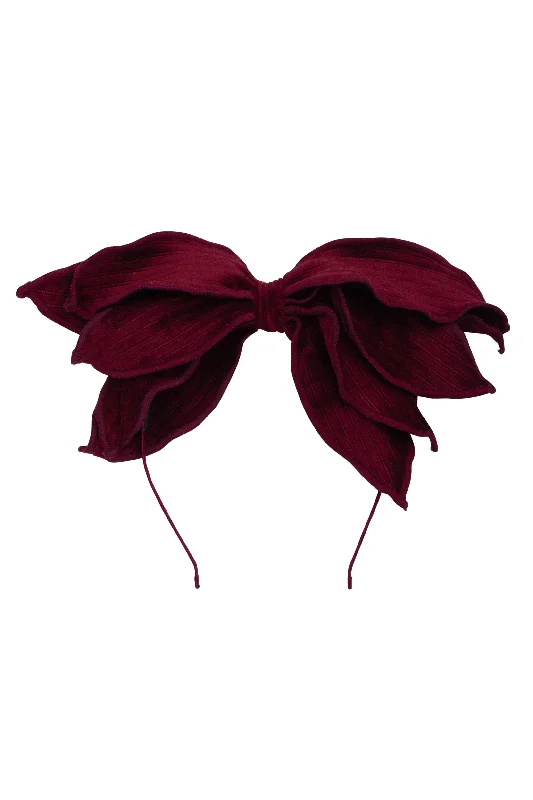 trendy hair accessories for teenagers -Winter Petals Headband - Berry Lines Velvet