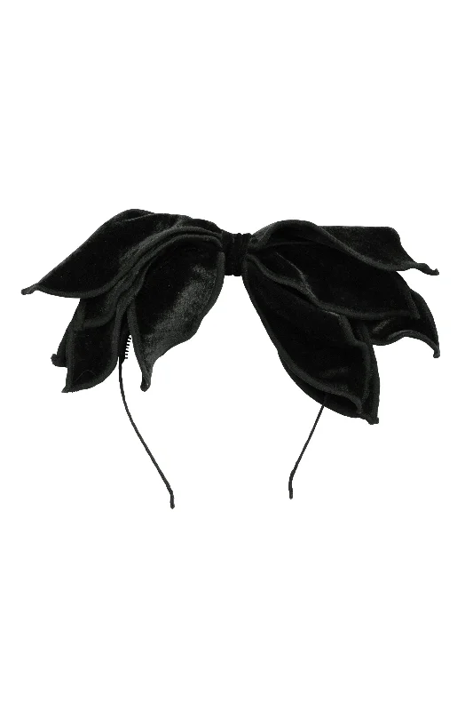 luxurious wedding hair accessories for brides -Winter Petals Headband - Black Velvet