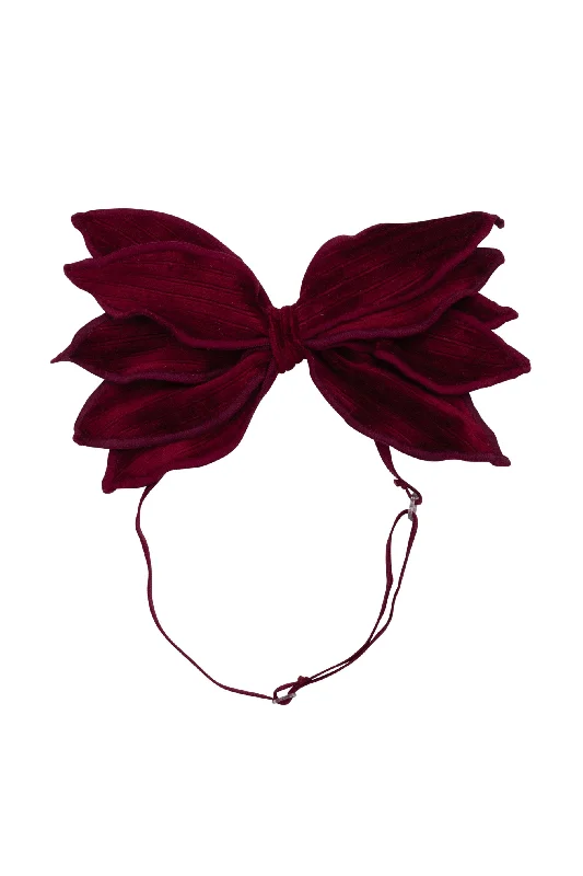 minimalist satin headbands for sleek styles -Winter Petals Wrap - Berry Lines Velvet