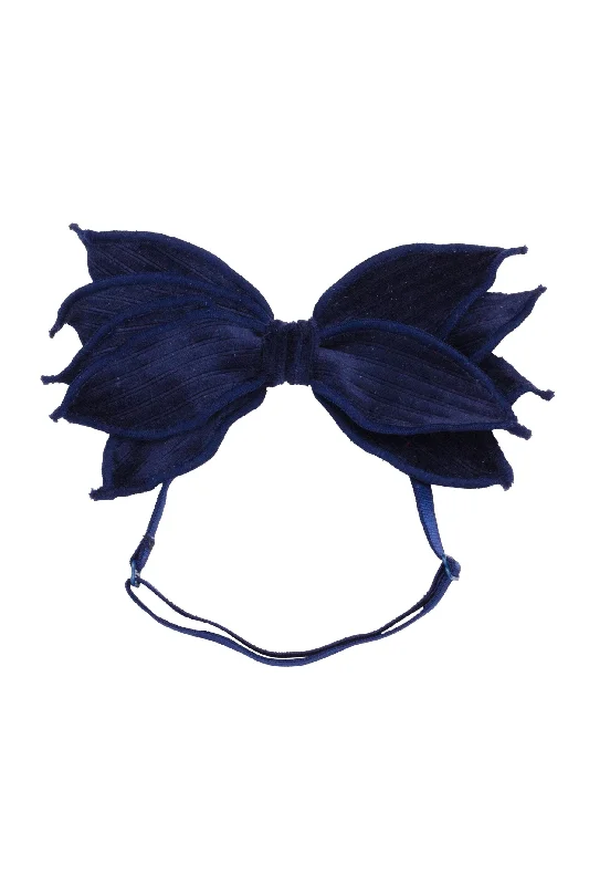 chic headbands for stylish professionals -Winter Petals Wrap - Navy Lines Velvet