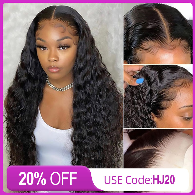 affordable curly wigs for everyday wear -13x4 HD Lace Front Deep Wave Wig 150% 200% Density