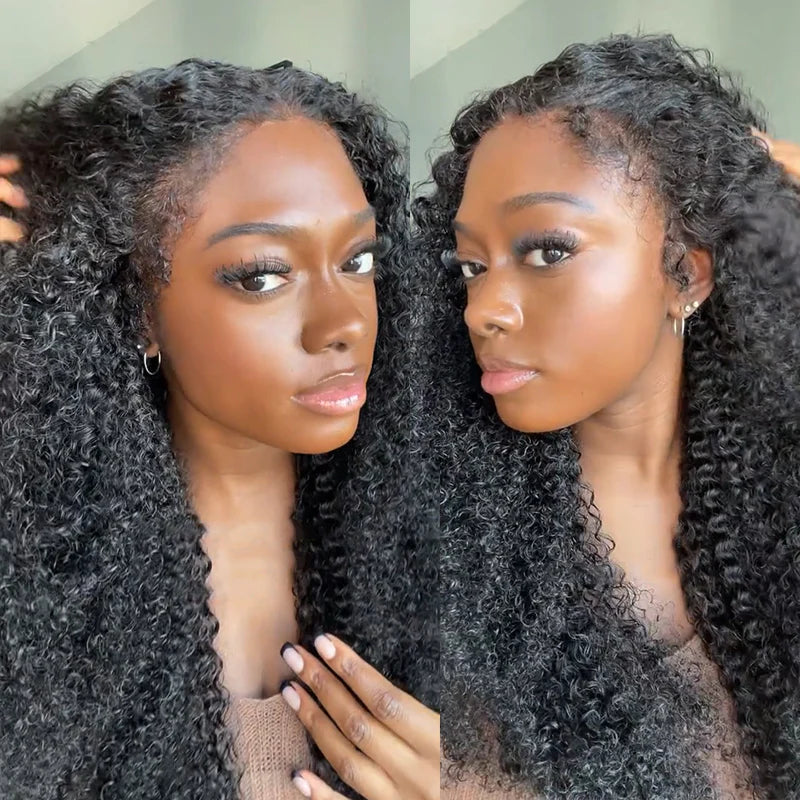 curly wigs for fuller and voluminous look -13x4 HD Lace frontal Natural Hairline Kinky Curly wig 250% density