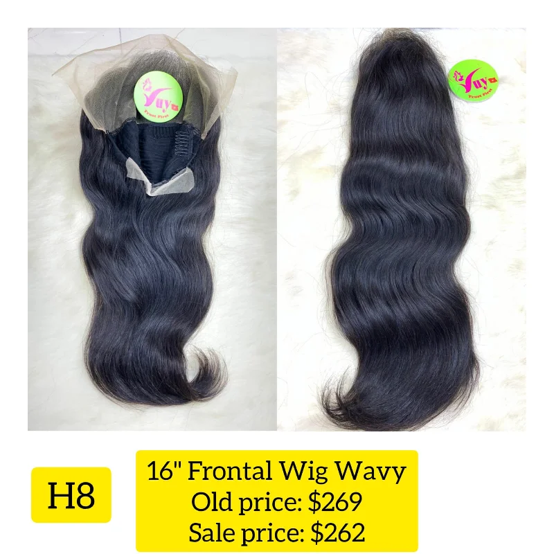 wigs for cancer patients with easy application -16" Frontal Wig Wavy (H8)