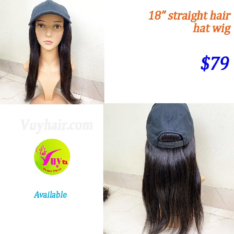 long curly wigs for glamorous looks -18" hat wig raw hair, straight