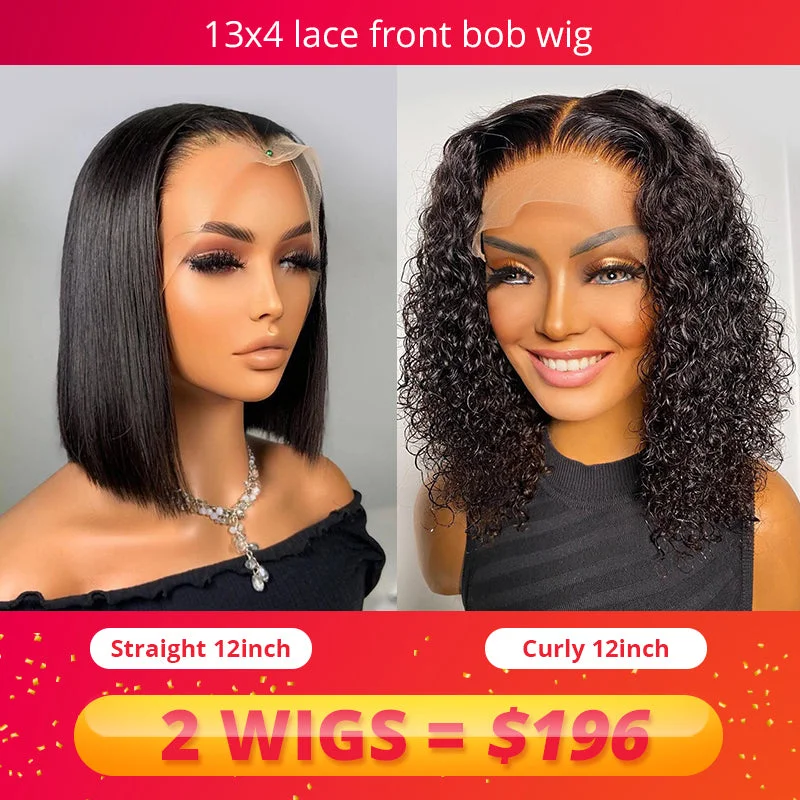 thick wigs for fuller hair appearance -2 wig deal 13x4 transparent lace front bob wig 180% density