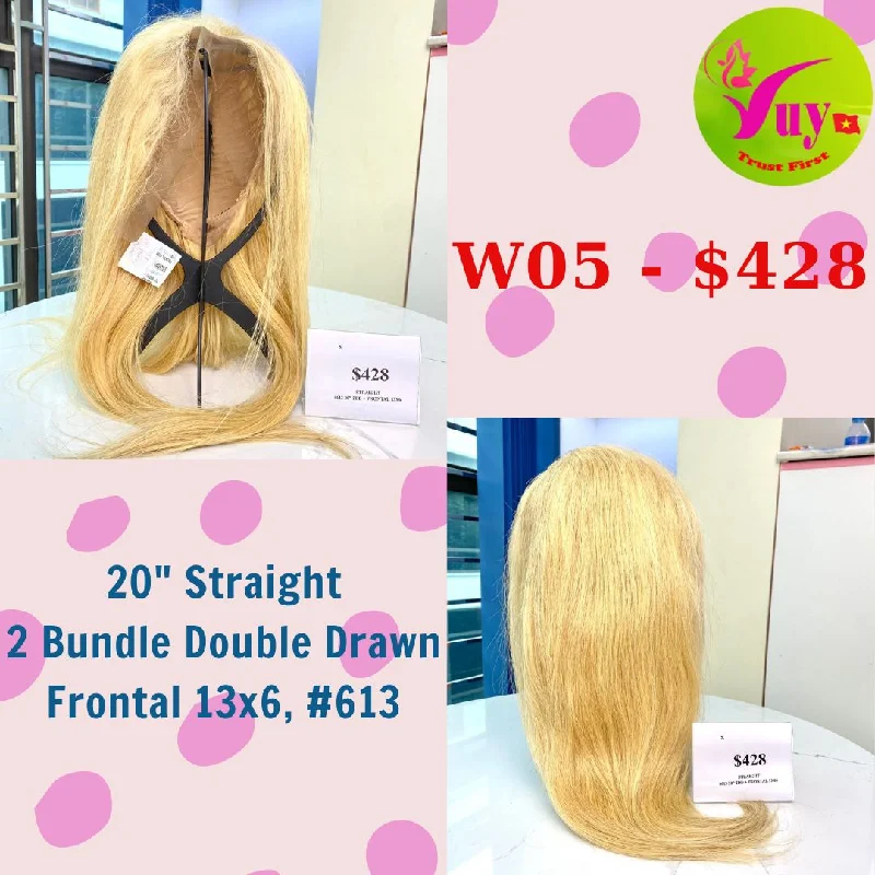 human hair wigs for effortless elegance -20" Wig Straight, Frontal 13x6, Double Drawn, Raw hair (W05)