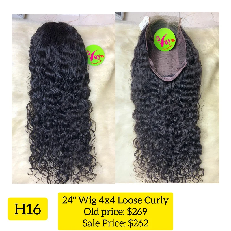 full lace wigs for everyday wear -24" Wig 4x4 Loose Curly (H16)