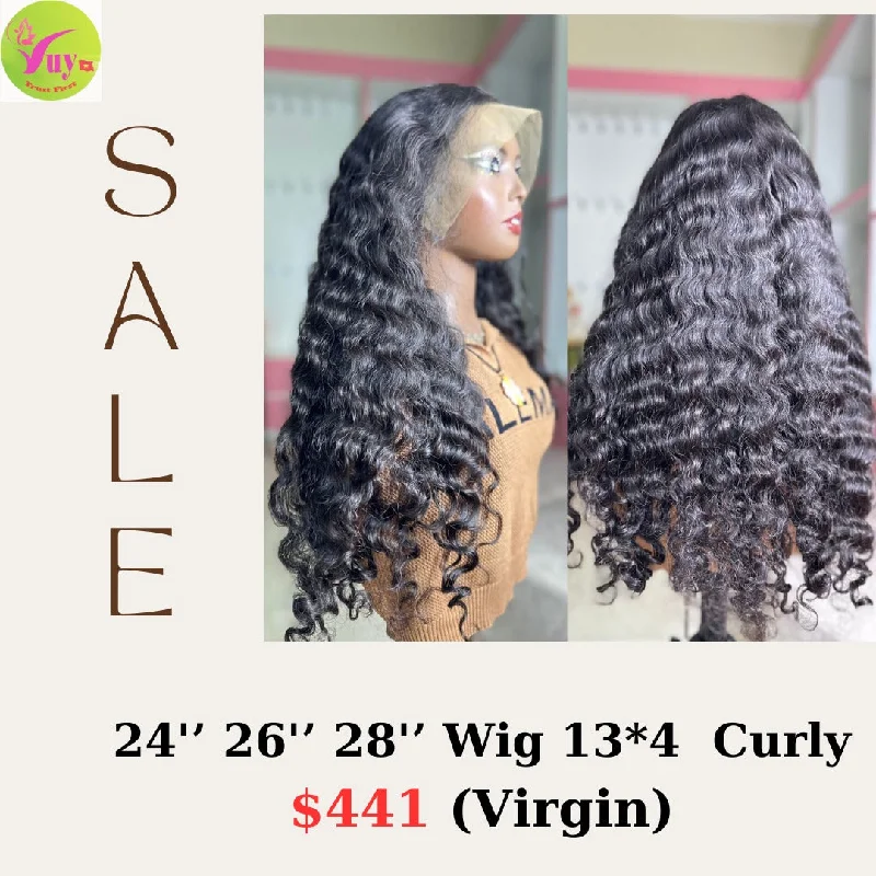 high-quality lace wigs for maximum comfort -24"26"28" 13x4 frontal lace wig Curly