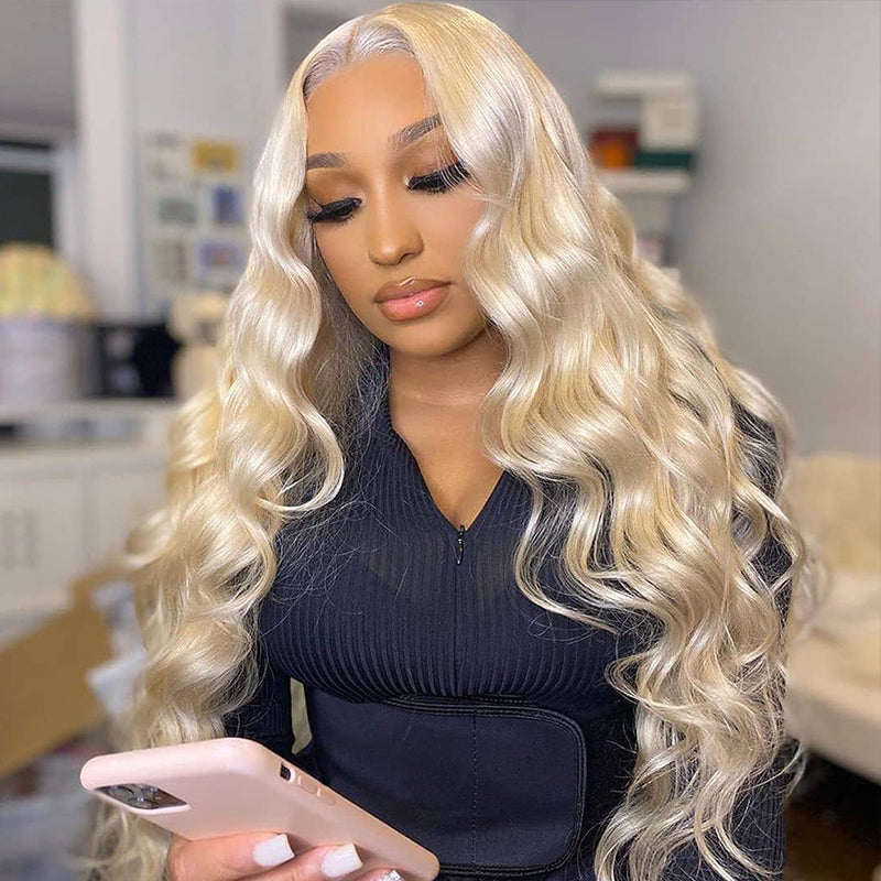 lightweight wigs for all-day wear -5X5 Transparent Lace Closure Wig Body Wave 613 Blonde Color Wig